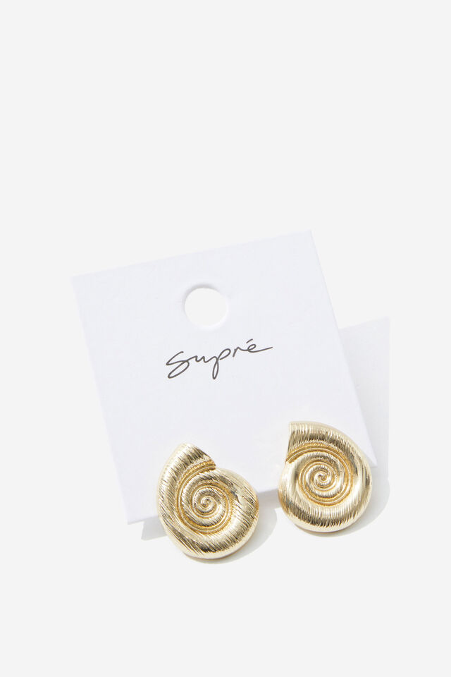 Earring Single Pack, GOLD/SHELL