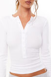 Harriet Henley Long Sleeve Top, WHITE - alternate image 4
