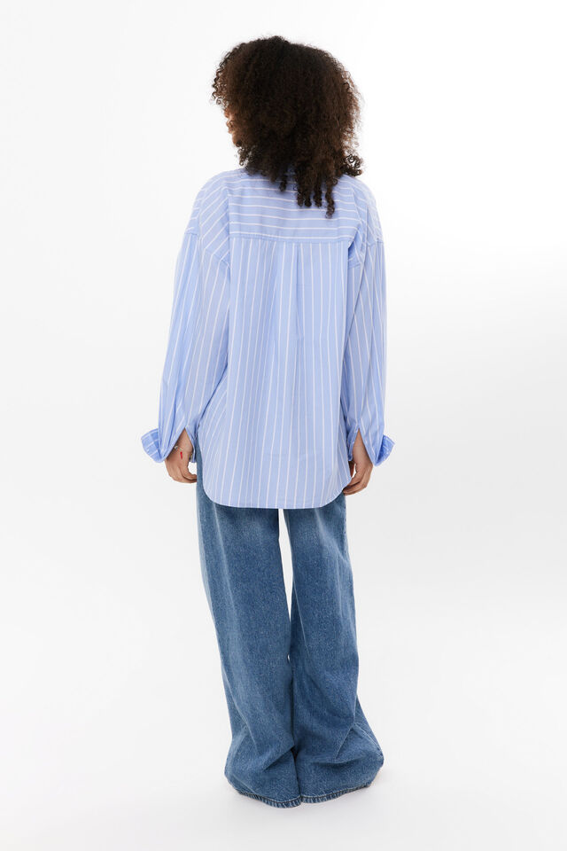 Tatum Oversized Shirt, BLUE STRIPE