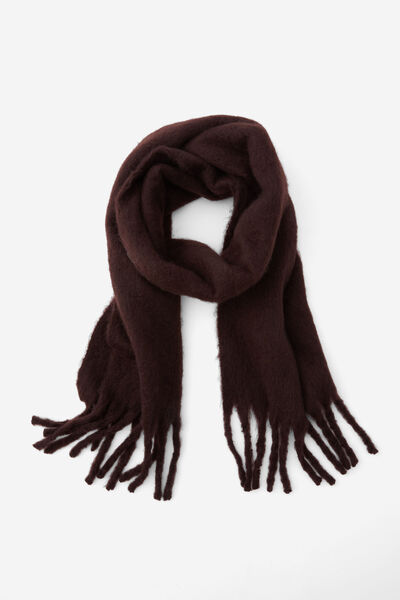 Oversized Fluffy Scarf, DEEP CHOC