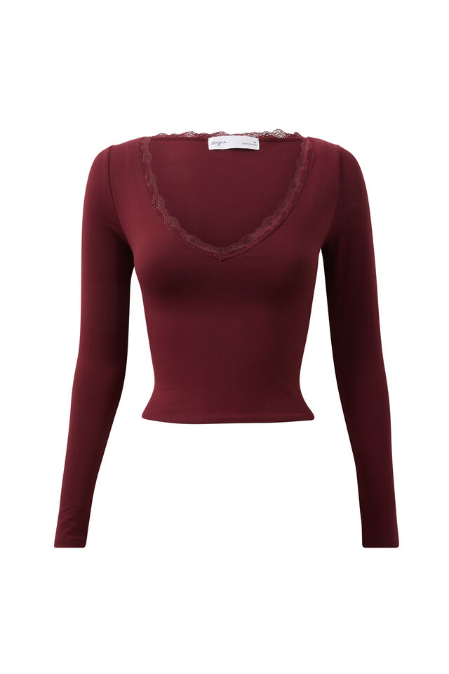 Super Smooth Isla Long Sleeve Top, DARK PLUM