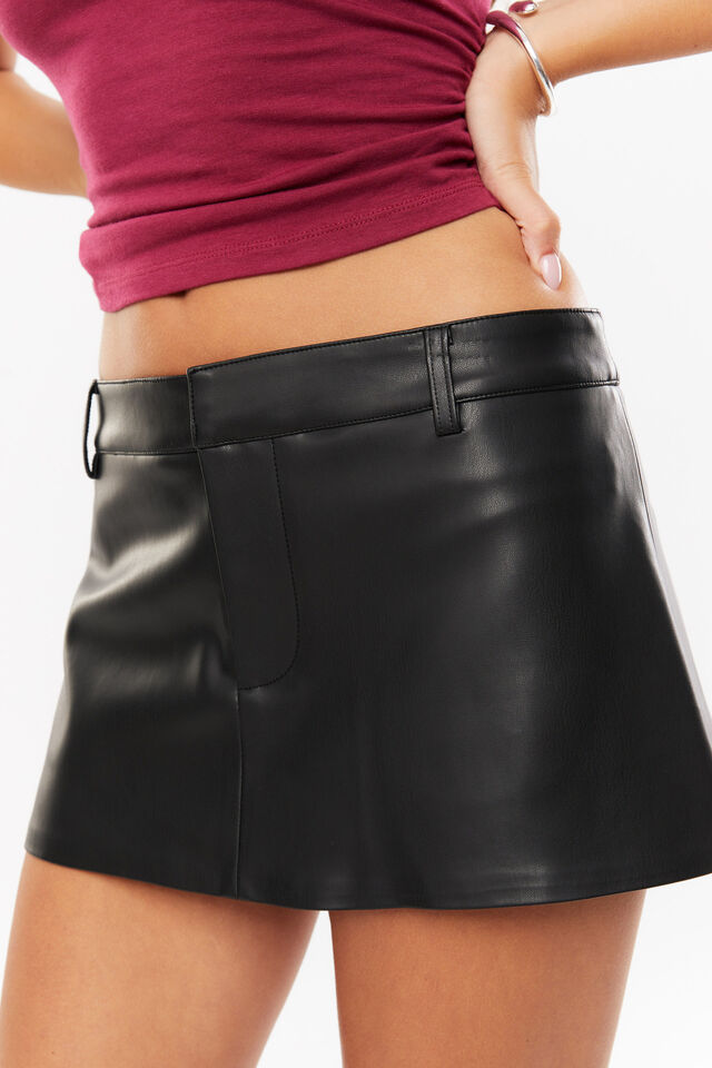 Rylie Micro Skort, BLACK PU
