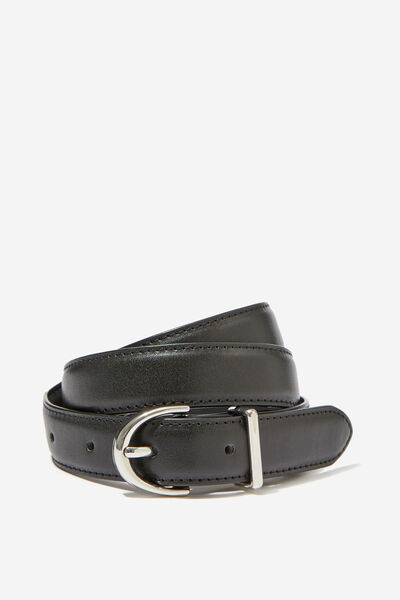 Small Classic Buckle Belt, BLACK/SILVER