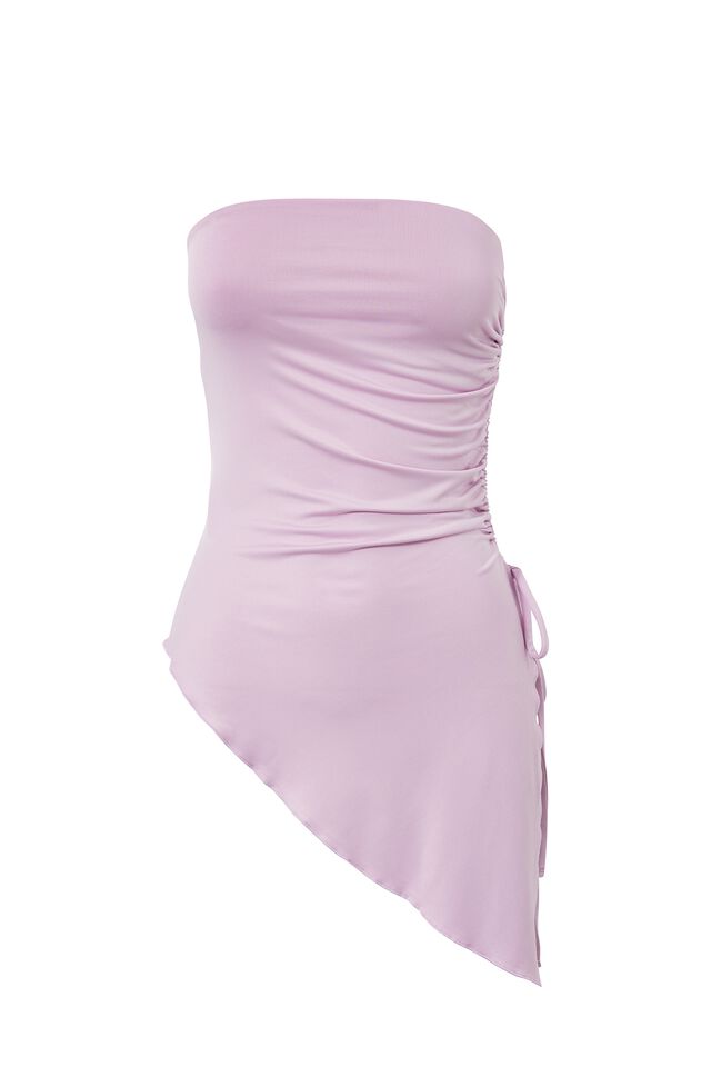 Mandy Strapless Ruched Top, MISTY VIOLET