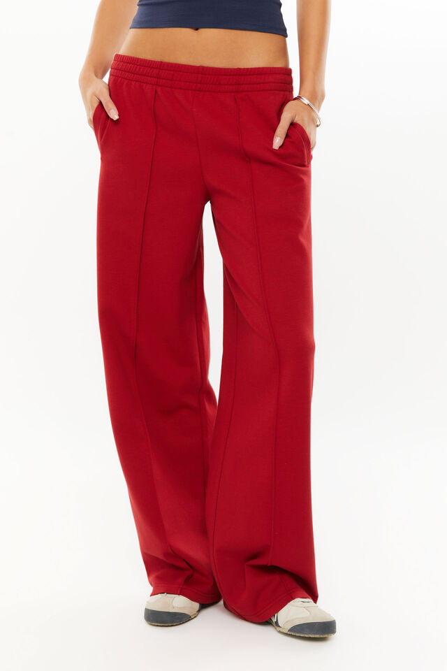Elyse Sporty Pull On Pant, ROSEY RED/WHITE