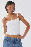 Luxe Ruched Sleeveless Top, WHITE - alternate image 1