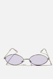 Anya Oval Sunglasses, SILVER LILAC