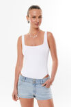 Luxe Square Scoop Bodysuit, WHITE - alternate image 1