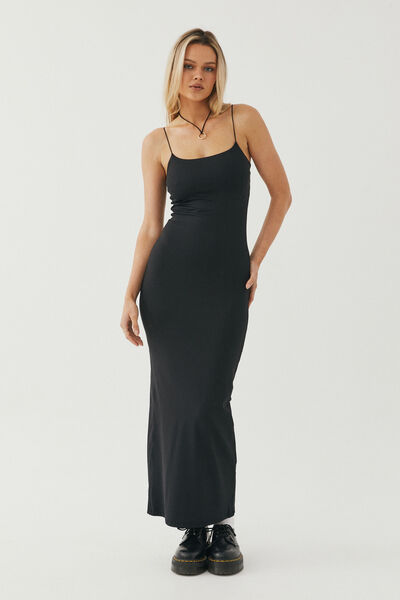 Luxe Sleeveless Maxi Dress, BLACK
