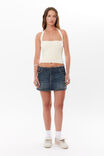 Frayed Denim Mini Skirt, STONEY BLUE - alternate image 2