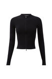 Shelby Zip Through Crew Neck Jumper, BLACK - alternate image 6