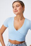 Lillian Wrap Short Sleeve Top, PEARL BLUE - alternate image 4