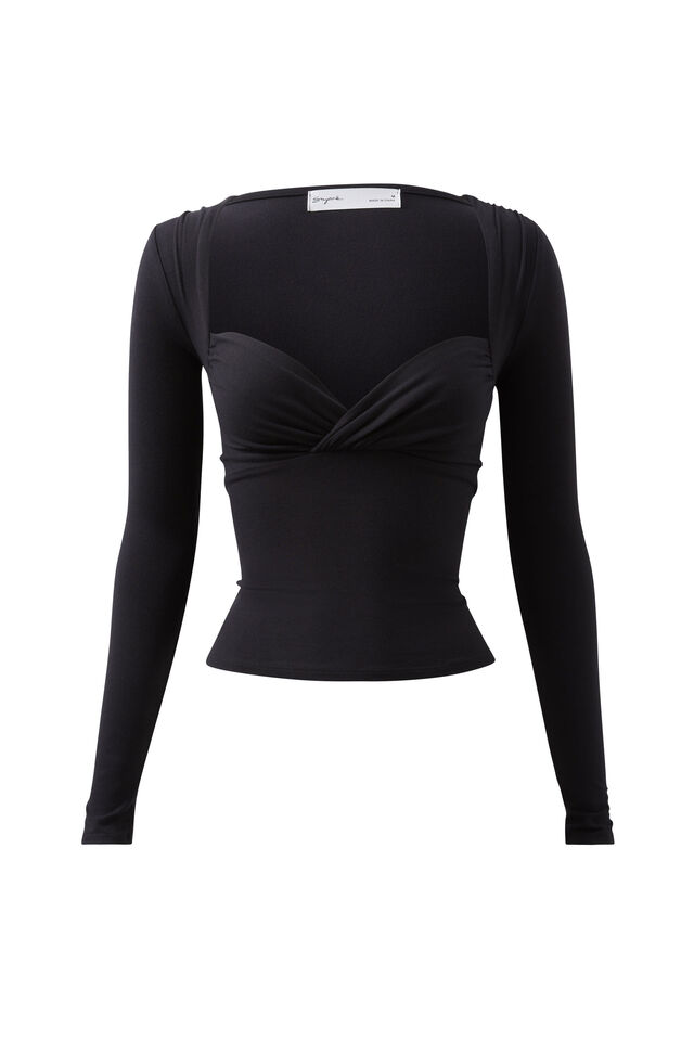 Soft Jolene Long Sleeve Top, BLACK