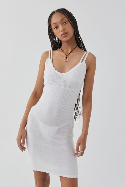 Kylie Crochet Mini Dress, WHITE