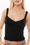 Kayla Shirred Cami, BLACK - alternate image 4