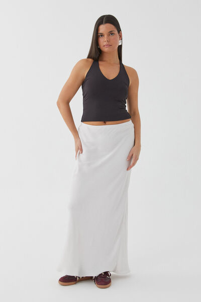 Skylar Satin Maxi Skirt, MERINGUE WHITE