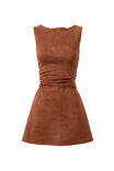 Maya A-Line Faux Suede Mini Dress, CHESTNUT - alternate image 6
