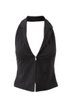 Tilly Zip Through Top, BLACK - alternate image 6