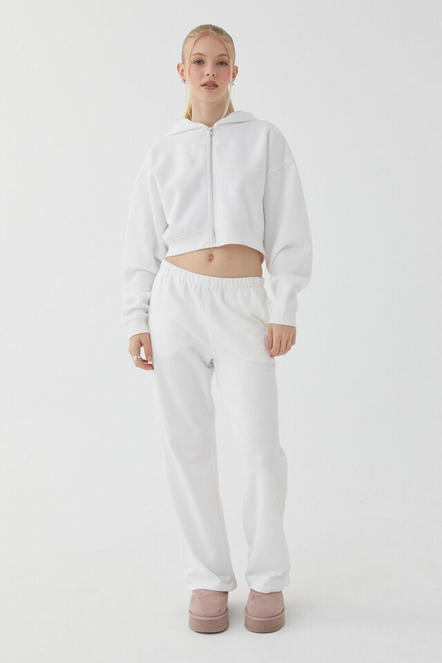 Jolie Cropped Zip Through Hoodie, CLOUD WHITE