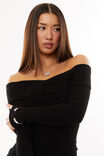 Tahlia Fold Back Knit Top, BLACK - alternate image 2