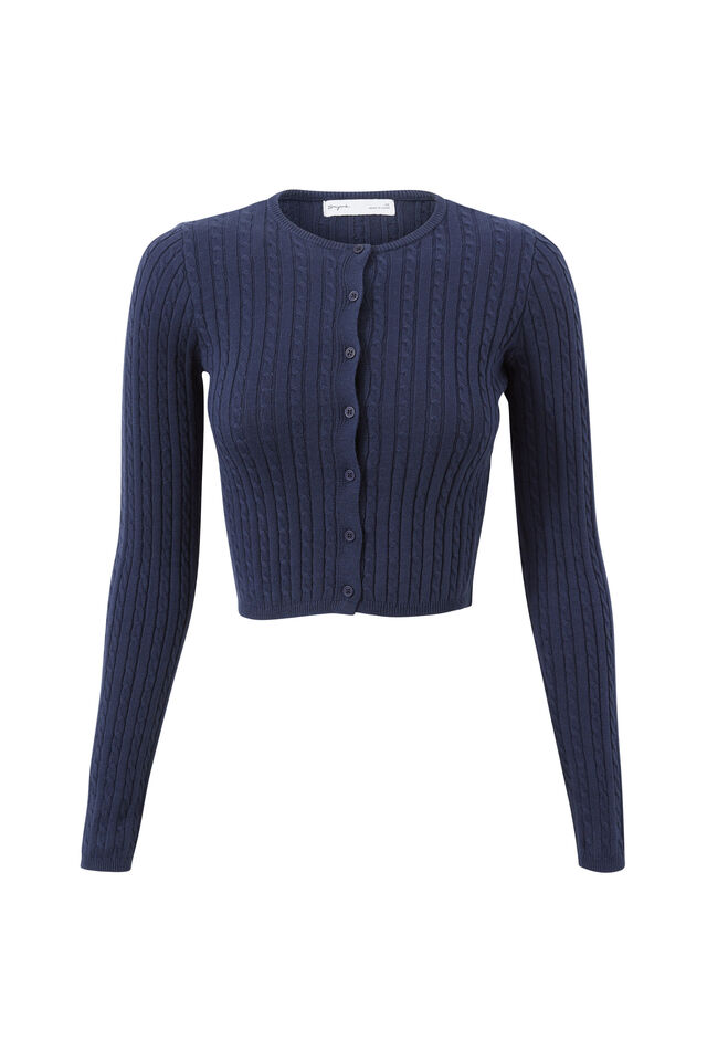 Quinny Cable Knit Cardi, ALL STAR NAVY