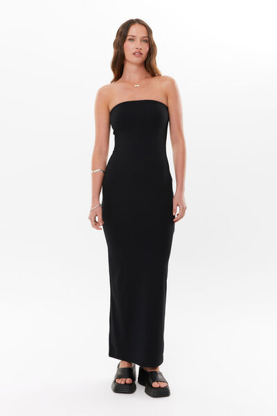 Super Smooth Strapless Maxi Dress, BLACK