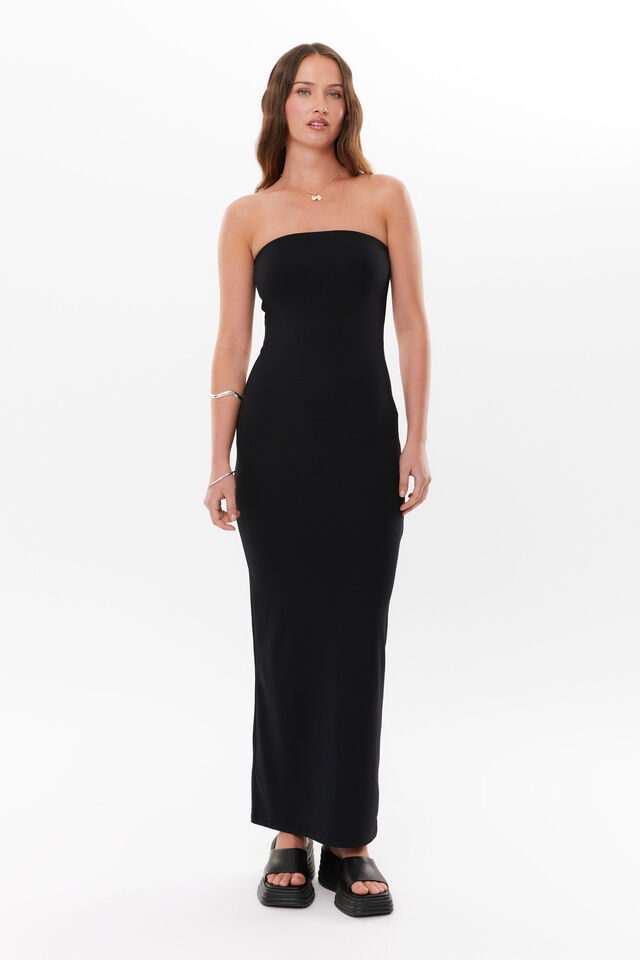 Super Smooth Strapless Maxi Dress, BLACK
