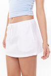 Henley Relaxed Linen Mini Skirt, WHITE - alternate image 4