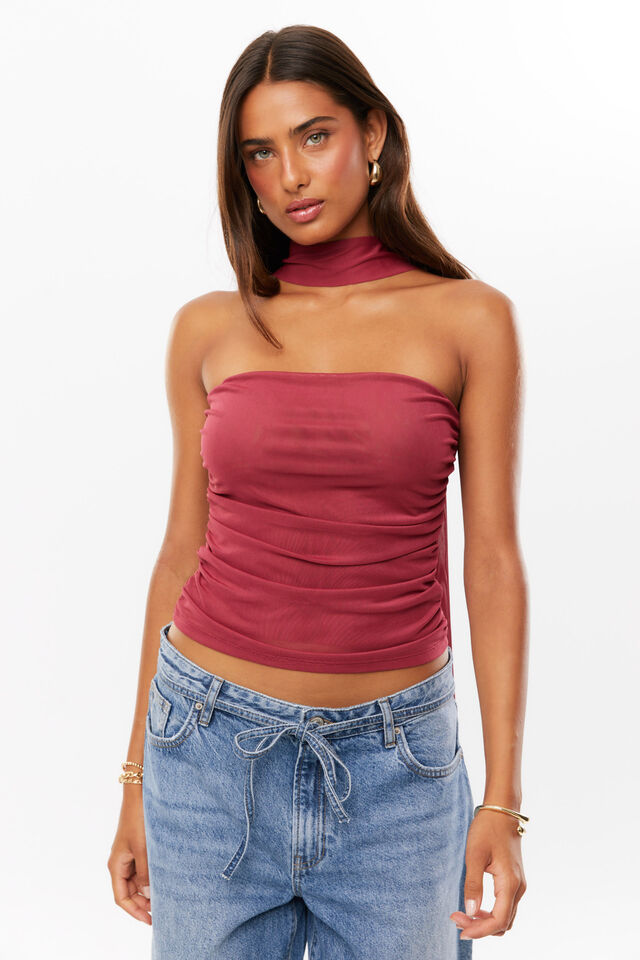 Milly Mesh Halter Top, WILD BERRY