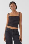 Luxe Ruched Sleeveless Top, BLACK - alternate image 1