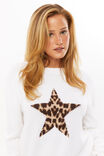 Bambie Crew Jumper, WINTER WHITE/CHEETAH STAR - alternate image 2