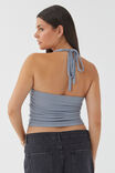 Rami Ruched Halter Top, BLUE GREY - alternate image 3