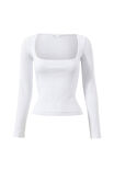 Elodie Square Neck Long Sleeve Top, WHITE - alternate image 6