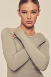 Miley Long Sleeve Fitted Top, OPAL GREY