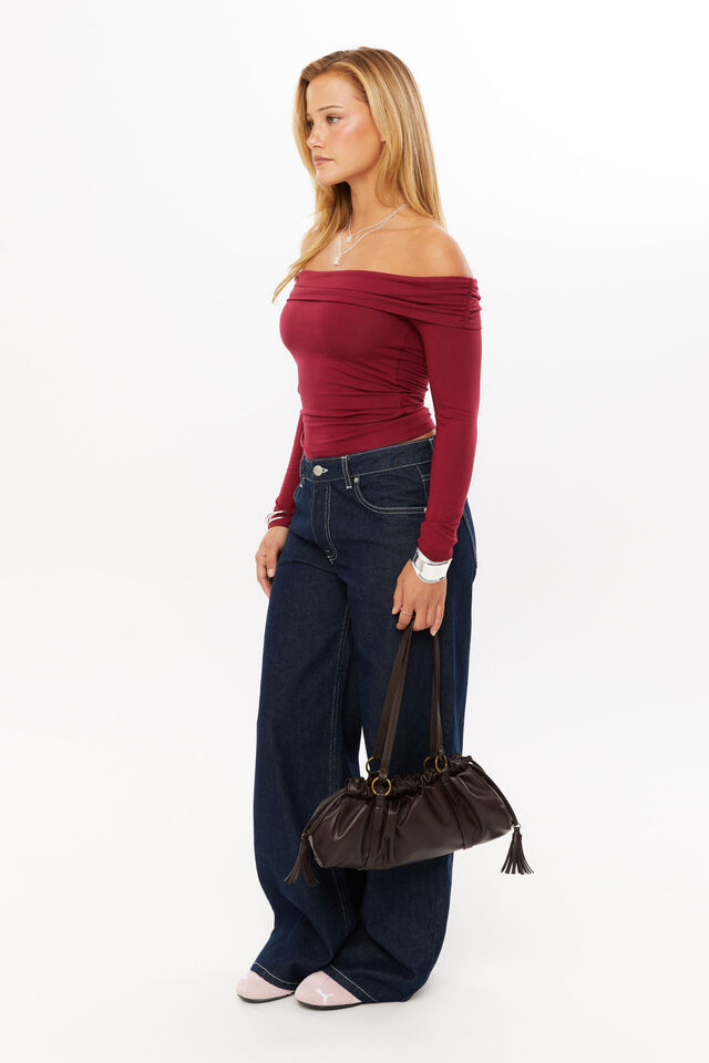 Soft Debbie Off The Shoulder Top, CHERRY RIPE