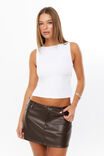 Maya Faux Leather Mini Skirt, DARK CHOC - alternate image 2