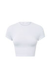 Luxe Cropped Short Sleeve Top, WHITE - alternate image 7