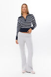 Jacqui Quarter Zip Knit Jumper, MERINGUE WHITE/NAVY LEAGUE - alternate image 2