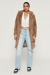 Faux Fur Coat, TOFFEE TAUPE