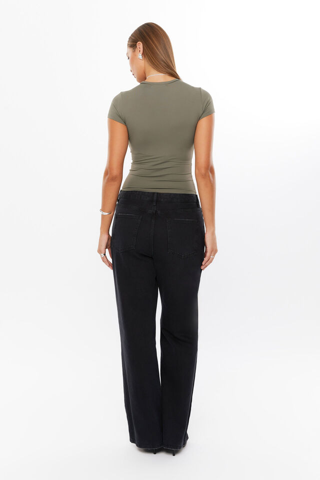 Luxe Longline Tee, OLIVE GREEN