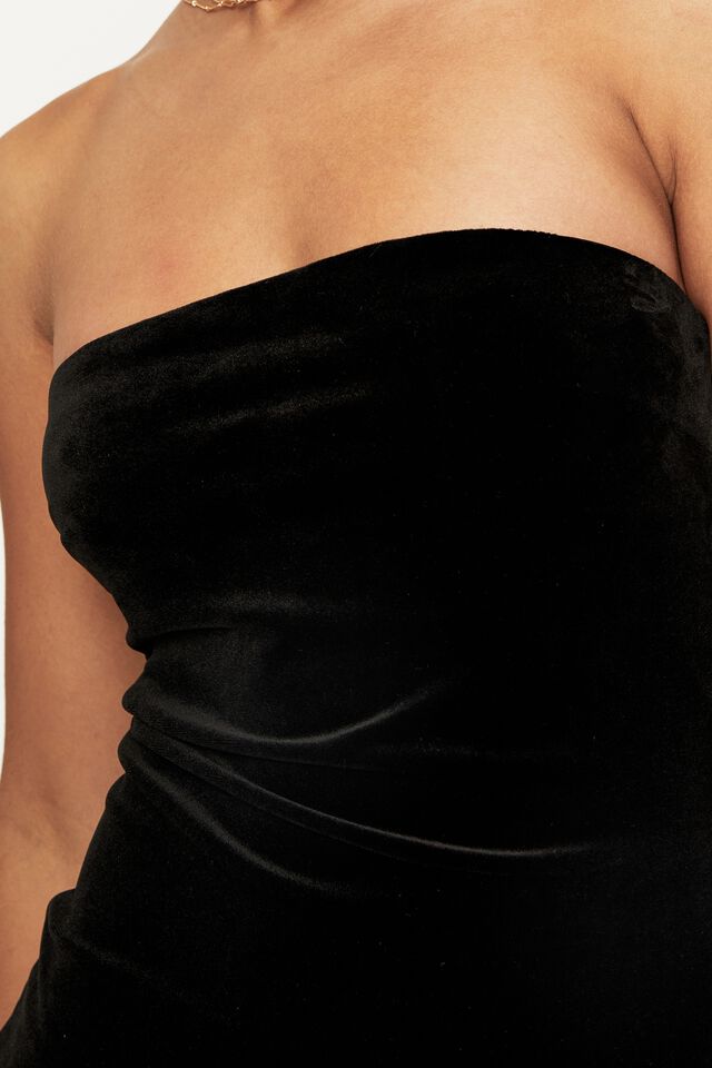 Tavi Velvet Strapless Dress, BLACK