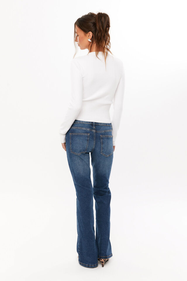 Shelby Zip Through Crew Neck Jumper, WINTER WHITE