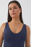 Luxe V Neck Tank, ALL STAR NAVY - alternate image 4