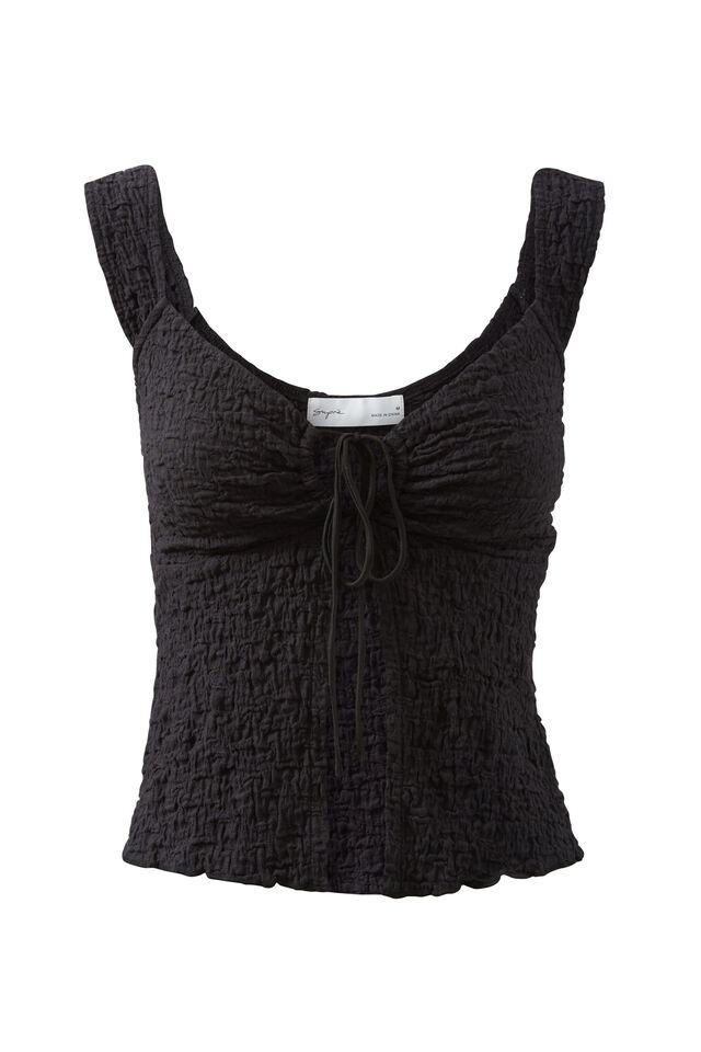 Sadie Tie Front Top, BLACK