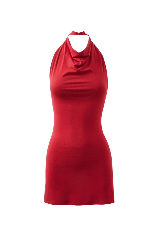 Sammi Soft Halter Mini Dress, LIPSTICK RED