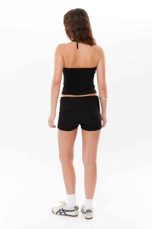 Khloe V Neck Halter Top, BLACK