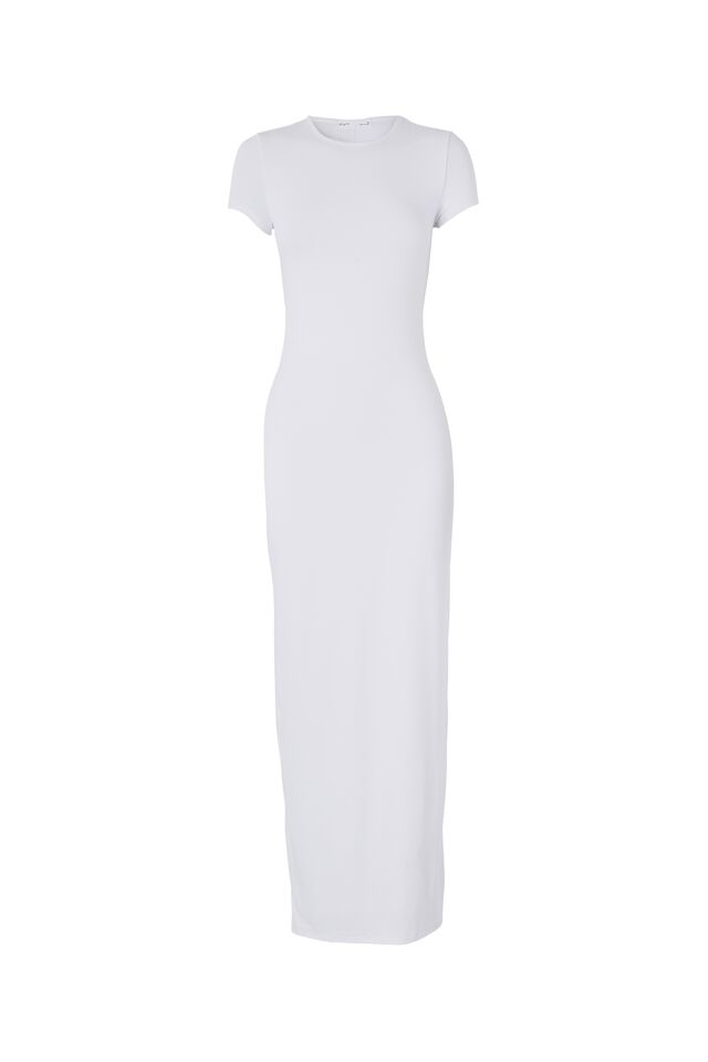 Luxe Short Sleeve Maxi Dress, WHITE