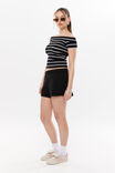 Bianca Off Shoulder Top, BLACK/WHITE STRIPE - alternate image 5