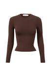 Luxe Long Sleeve Longline Tee, CACAO BROWN - alternate image 6