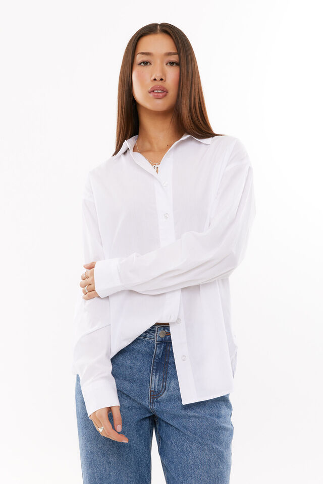 Tatum Oversized Shirt, WHITE